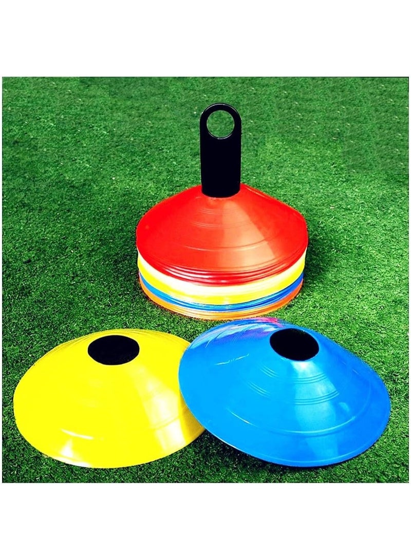 Diomos Soccer Cones (50 Pcs), Disc Cone Agility Training Sports Cone Plastic with Carry Bag & Holder for Football Basketball Drills Field Markers, (5 Colors) - Image 4